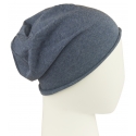 Czapka damska Dana bawełniana dzianinowa beanie - denim niebieska